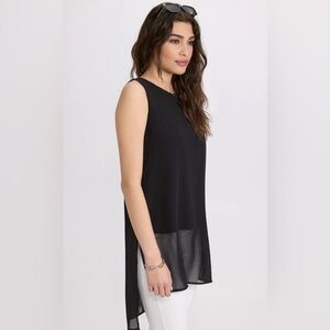 DEX Black Chiffon Sleeveless Tank Top Cami Split Tunic